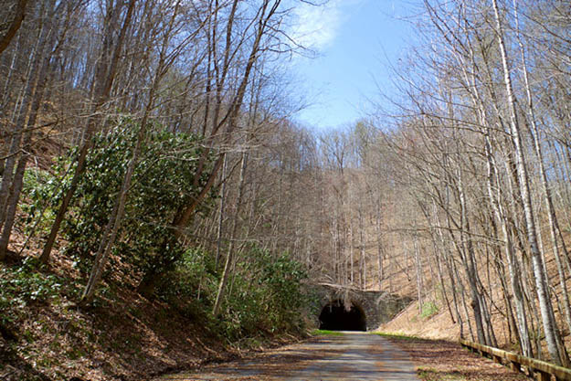 This eight-mile road abruptly ends in this tunnel, hence its name. Via romanticasheville.com