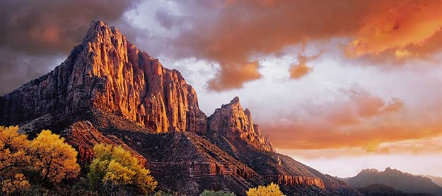 Sunset at Zion National Park in Utah.