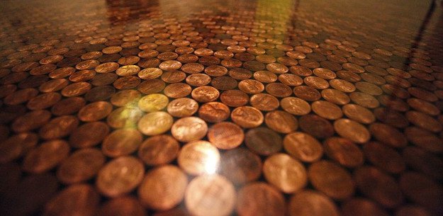 Create a Tiled Floor Using Pennies | Is Your Man Cave Badass Enough?