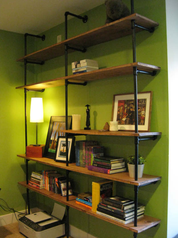 Book Shelf Made out of Pipe Clamps | Is Your Man Cave Badass Enough?
