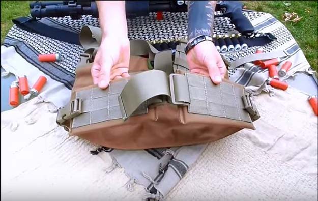 The Tactical Shotgun Shell Chest Rig waist belt. Read more at http://survivallife.com/2015/10/06/tactical-shotgun-shell-chest-rig