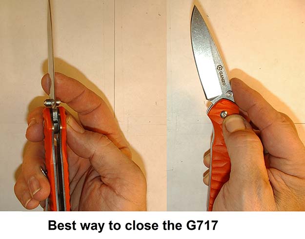 closing the Ganzo G717 knife