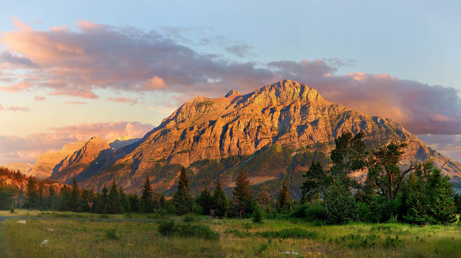 Feature | Panorama of the Mountains Outside the Going to the Sun Campground at Sunrise, Glacier National Park, Montana | Best Campgrounds In Montana