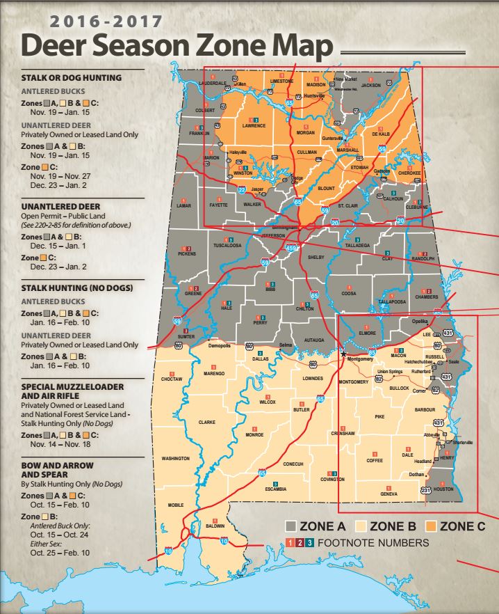 Deer Season Map | Alabama Hunting Laws and Regulations