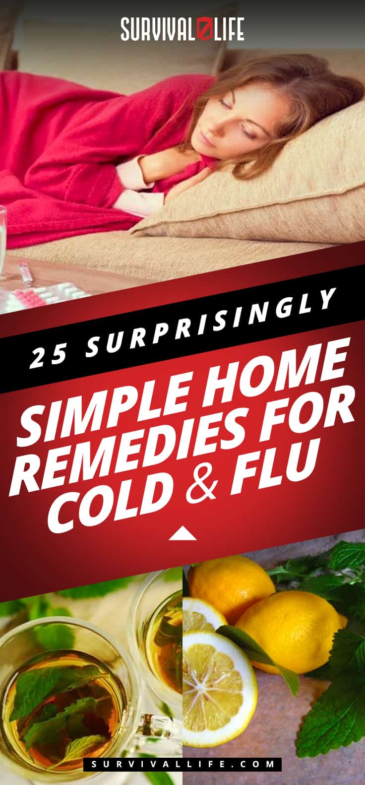 Placard | Home Remedies For Cold And Flu | 25 Surprisingly Simple Natural Relief
