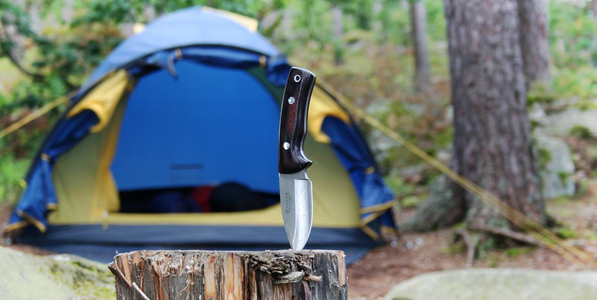 Camping knife and blue tent | How To Sharpen A Knife At Camp [Video] 