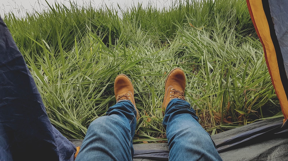 blue jeans boots camping 723585
