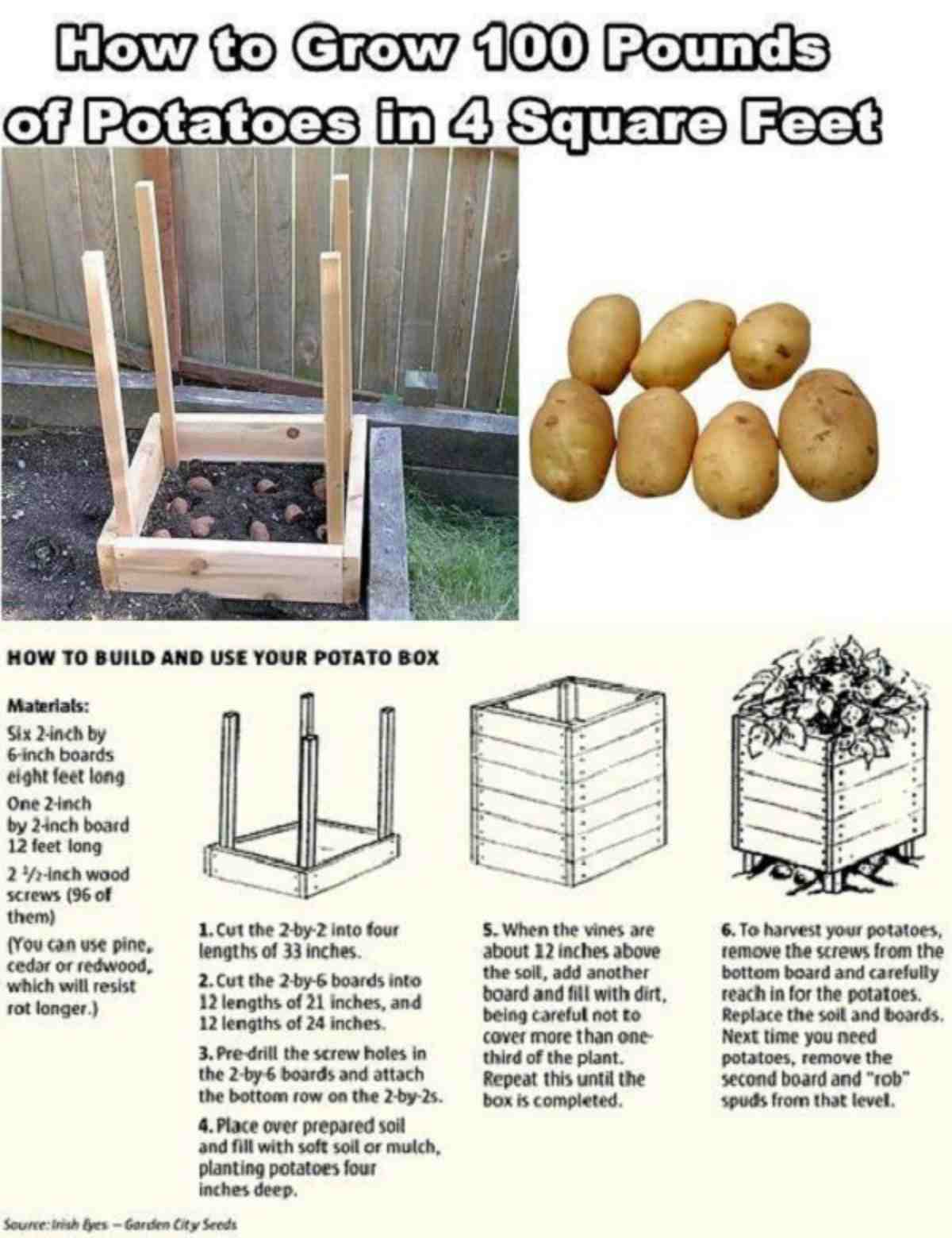 small garden potato plant box instructions | Grow 100 Pounds Of Potatoes In A DIY Square Garden Design | Grow 100 Pounds of Potatoes | how to grow potatoes in a box