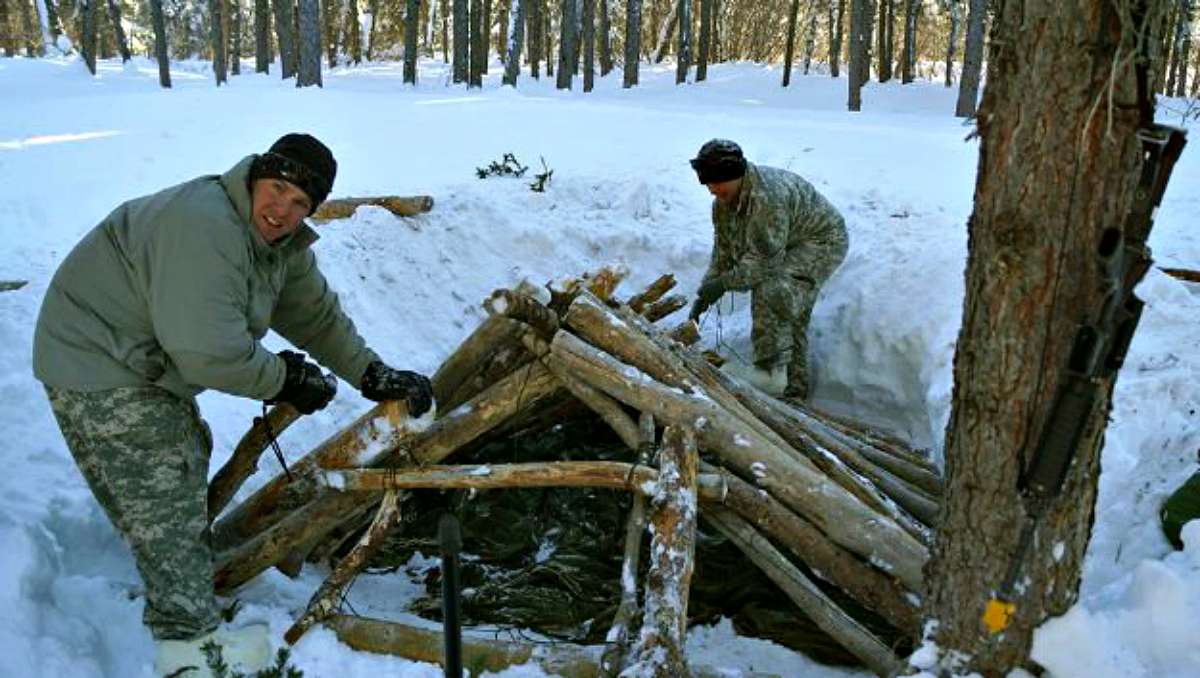 Two men building shelter | Snow Survival Shelter