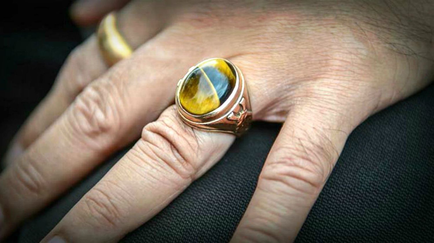 Feature | Tiger eyes stone ring Men wore on fingers | Ring Stuck On Finger? This Trick Could Save Your Finger And Your Ring