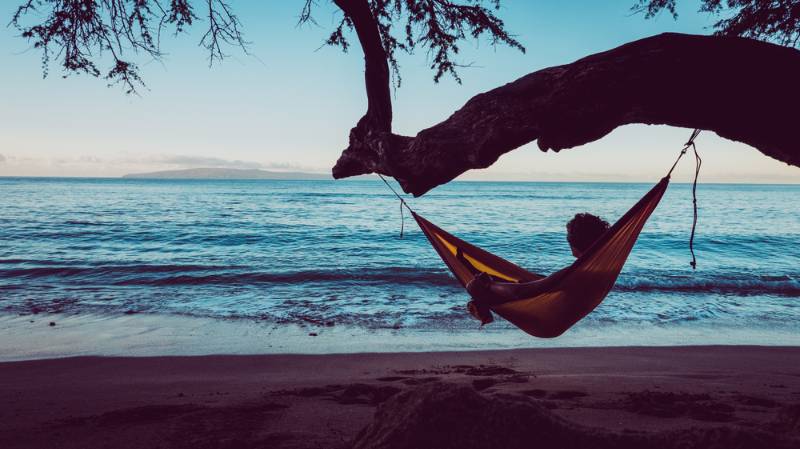 traveler-guy-relaxing-hammock-hang-on tent or hammock