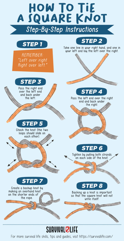 How To Tie A Square Knot Step By Step Instructions Survival Life 4392