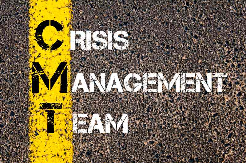 Crisis Management Team written over road marking yellow paint line-Blackout Threats-ss