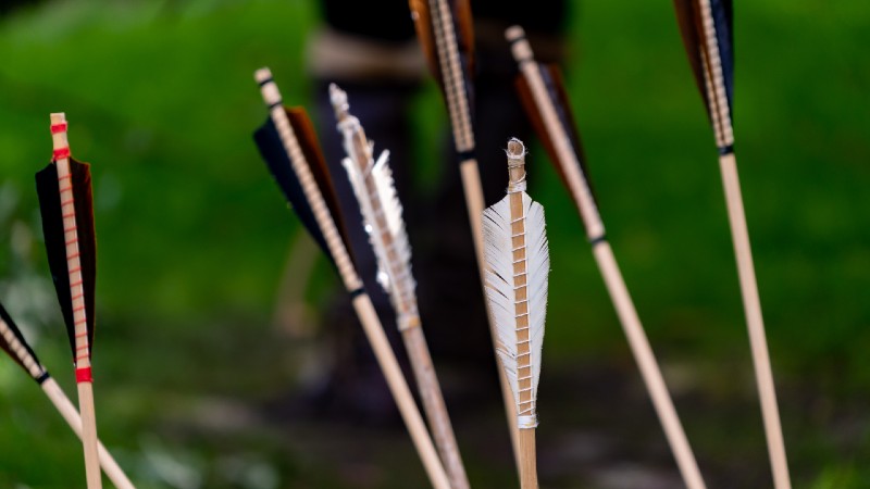 Close up of arrow heads-diy bow and arrow
