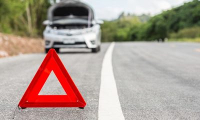 Red Emergency Sign and Broken Car on the Road | Car Emergency Kit | Featured