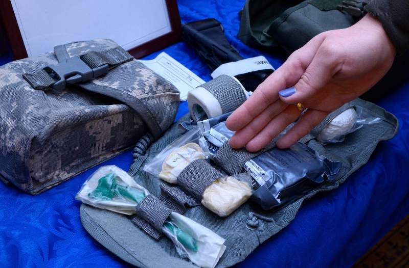 soldier’s first aid kit bandages, wound-healing drugs, tourniquet, painkillers-IFAK