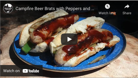 Campfire Beer Brats with Peppers and Onions