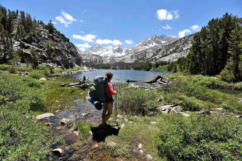 Enjoying the View at Long Lake in Little Lakes Valley, John Muir Wilderness, California-best hiking trails
