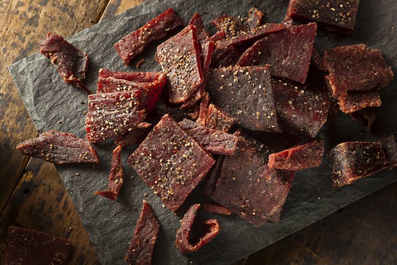 Dried Peppered Beef Jerky Cut in Strips | good foods to dehydrate