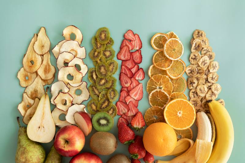 Dried fruits and fruit chips along with the fresh fruit of which they are made-Foods to Dehydrate