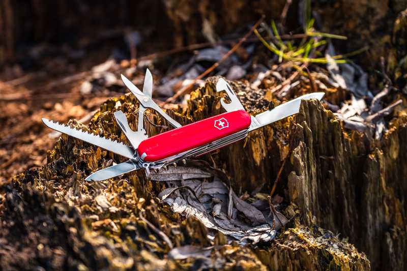 Close up of Victorinox Swiss Army red folding knife-What To Bring To A Picnic