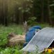 Flexible solar panel in a mountain base camp-Truck Bed Camping