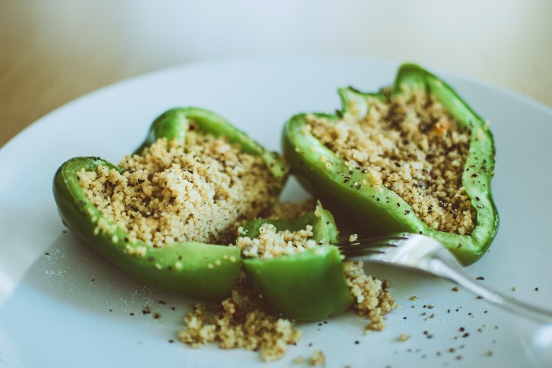 Green Bell Pepper Stuffed with Couscous | Camping Food Hacks