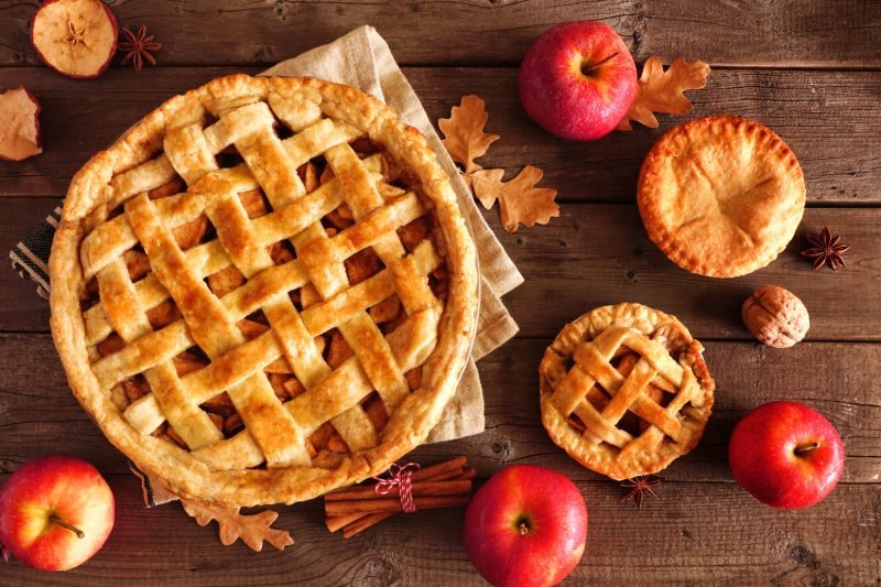 Homemade autumn apple pies top view | Thanksgiving prep