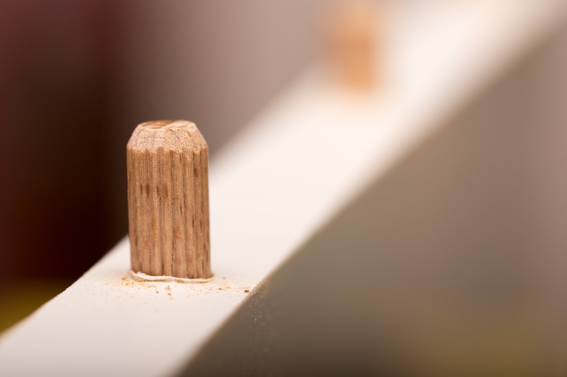 Shallow depth of field and wooden dowel in the wood | Joining Wood with Dowels