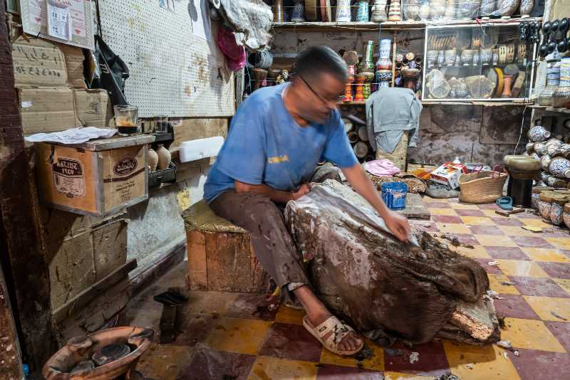 nual processing of animal skins in the medina-How to Make Rawhide