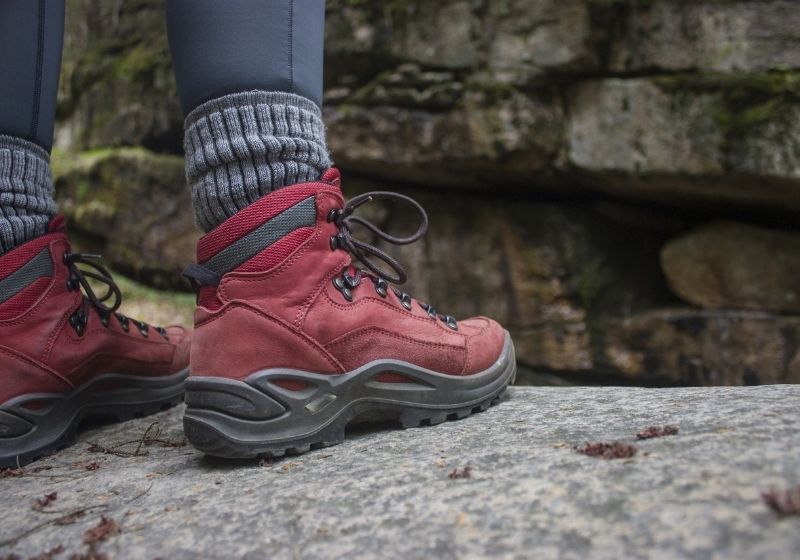Girl in red hiking boots with socks and legging | Homemade Wanderlust Gear List | XX Things You Should Have in Your Appalachian Trail Gear List