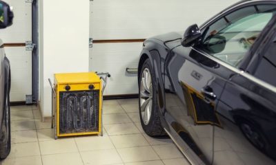 Big heavy industrial electric fan heater in double car garage interior | Garage Heater | Top 7 Garage Heaters For 2022 | Featured