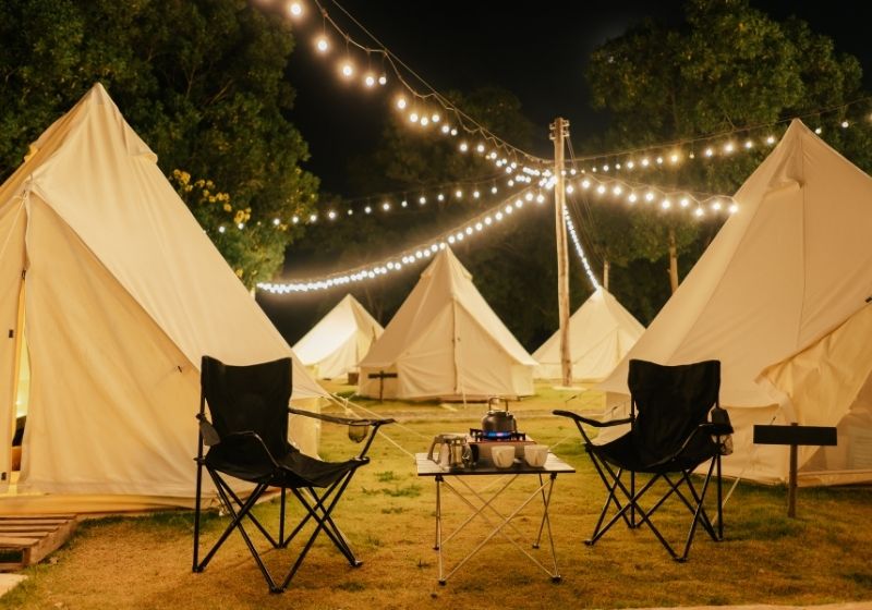 Group outdoor camping teepee tent and night light | Camping Near Valentine NE | Valentine Nebraska