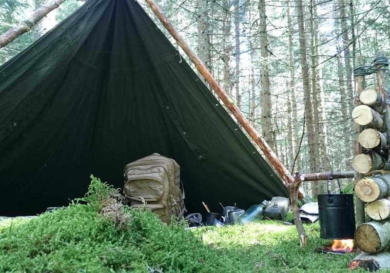 Outdoor bushcraft camp in the forest | Top 10 Bushcraft Must Haves