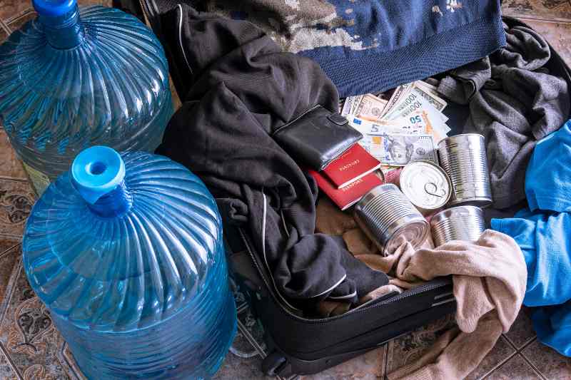 Clothes, canned food, money and documents are in a suitcase | Step Four: Get Prepared