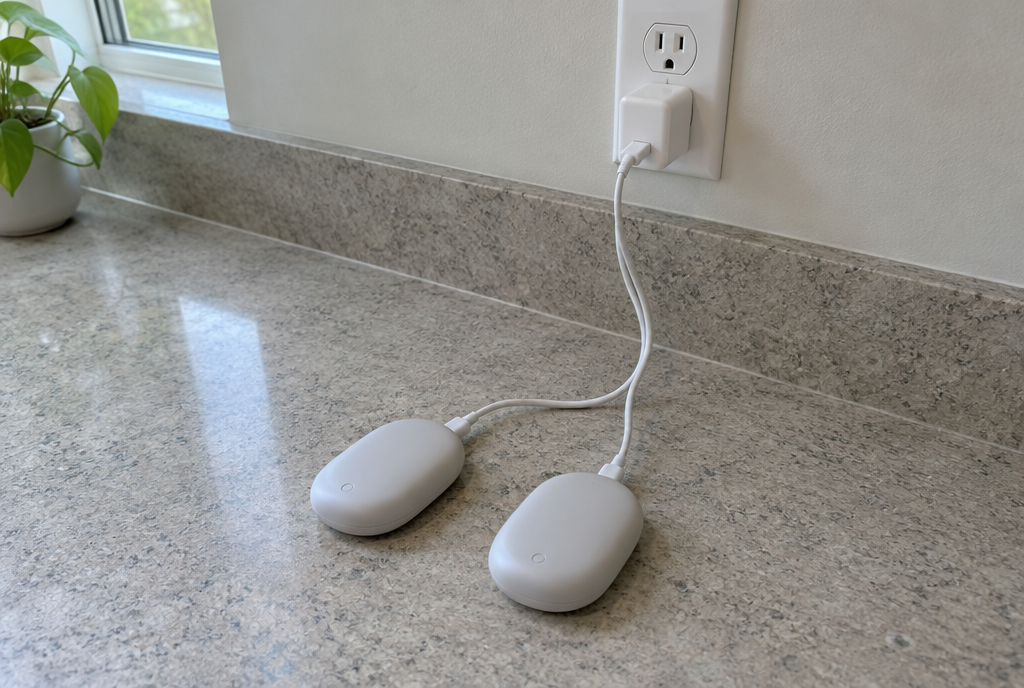 Rechargeable Hand Warmer Recall: Check Your Winter Gear Bag for Fire Risk Rechargeable hand warmers charging on a hard kitchen counter plugged into a wall outlet