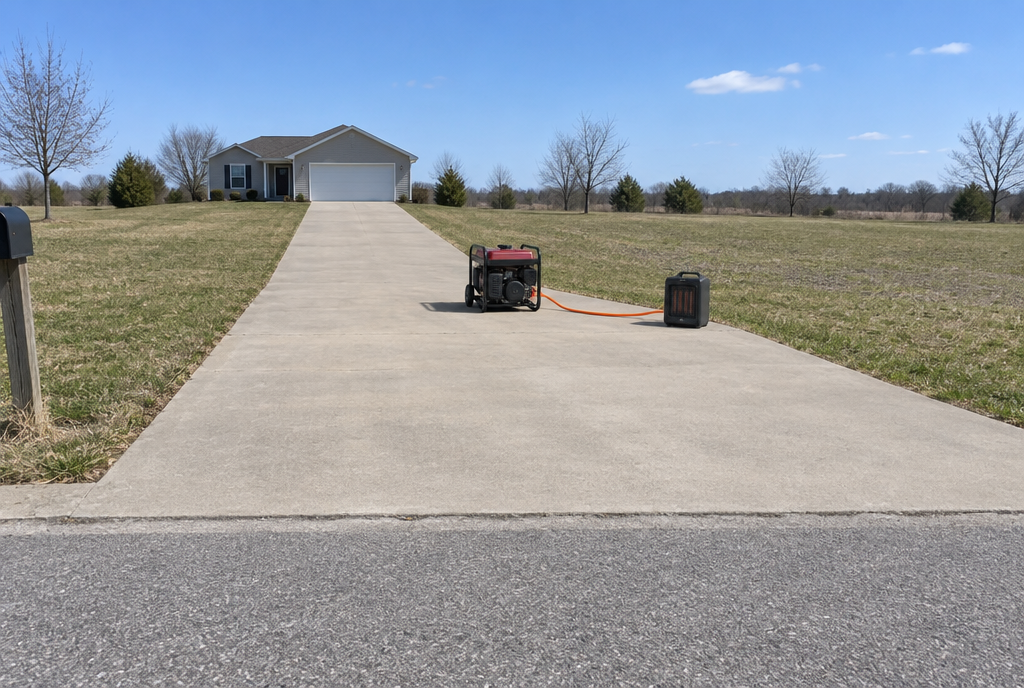 Does It Hold a Charge? Does It Start? The Twice-a-Year Power Gear Check Portable generator running on a driveway far from the house during a load test